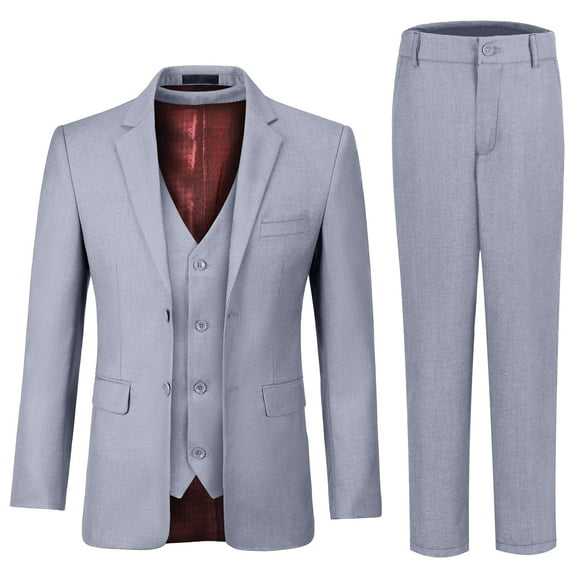 ETHAN Teen Boy Suit Colorful Formal Suits 3 Piece Slim Fit Dresswear Suit Set Gray 20 Years