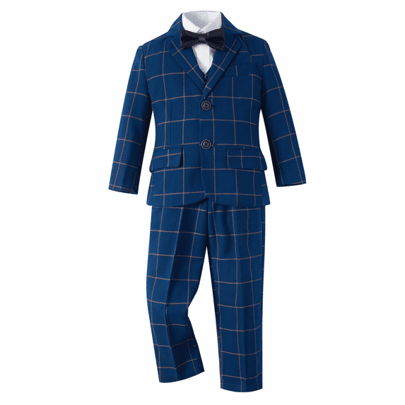 ETHAN Teen Boy Suit Colorful Formal Suits 5 Piece Slim Fit Dresswear Suit Set Navy Blue 8 Years