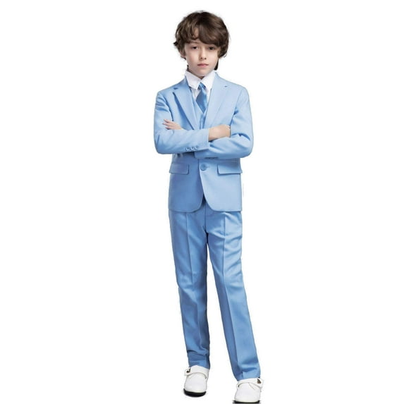 ETHAN Teen Boy Suit Elegant Formal Suits 3 Piece Slim Fit Sky Blue Dresswear Boys Suit Set Size 8
