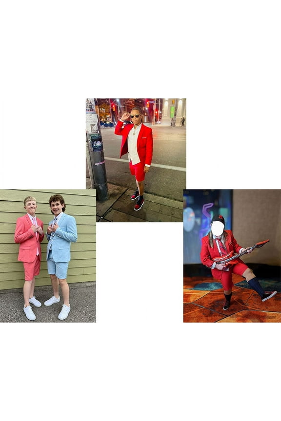 Teens Suits Slim Fit 2 Piece for Summer Beach Wedding Two Button Blazer and Short Pants Set for Prom XXS