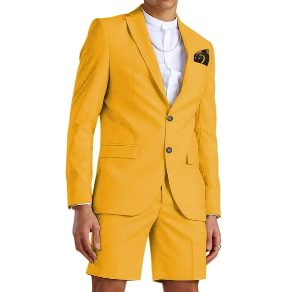 ETHAN Teens Suits Slim Fit 2 Piece for Summer Beach Wedding Two Button Blazer and Short Pants Set for Prom XXS