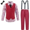 thumbnail image 1 of ETHAN Toddler Boys Church Outfit Wedding Clothes Slim Fit 5 Piece Boys Formal Outfit Burgundy Size 3T, 1 of 7