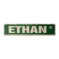 ETHAN Vintage Plastic Street Sign Childrens Name Room Sign | Indoor/Outdoor |  24" Wide