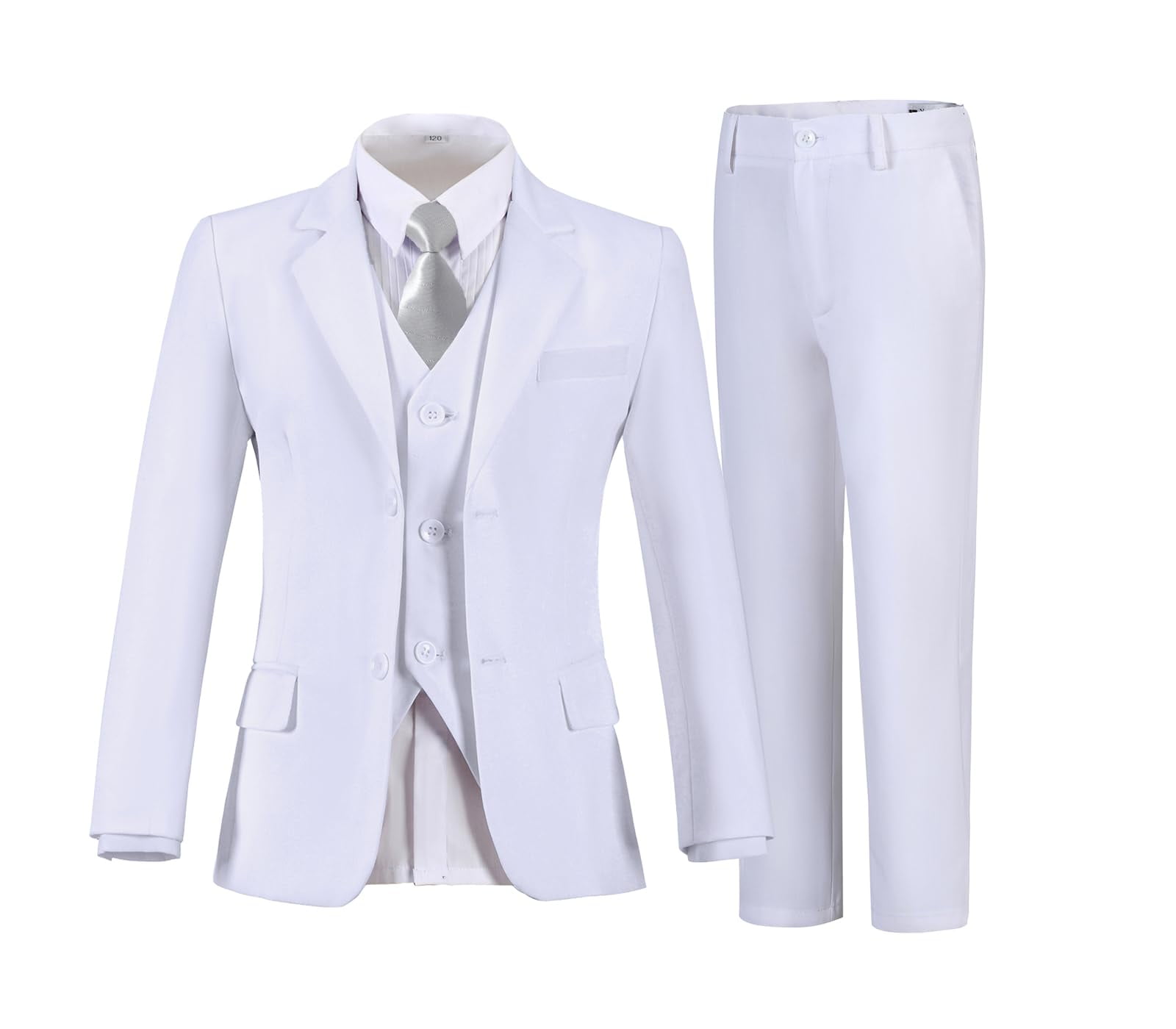 ETHAN White 5 Piece Boys Tuxedo Suit Slim Fit Teen Suits for Young Men ...