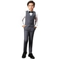 thumbnail image 1 of ETHAN Young Men Grey Suits Slim Fit 4PC Tuxedo Suit for Boys Formal Jacquard Dress Vest Tie Pants Shirt Suit for 20, 1 of 9