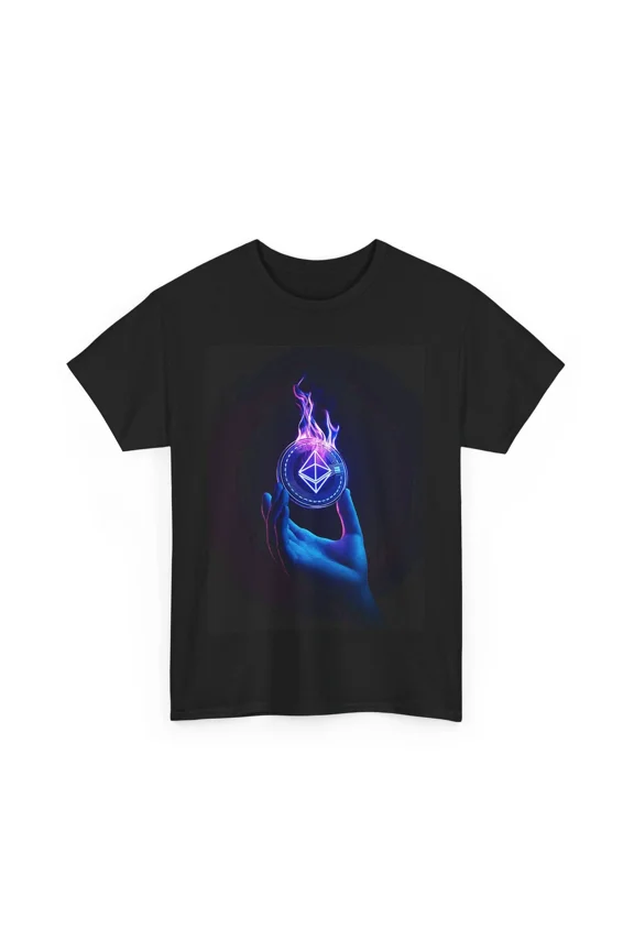 ETHEREUM CRYPTO COIN FIRE ART TSHIRT TEE GIFT MEN WOMEN MONEY FUTURISTIC SHIRT