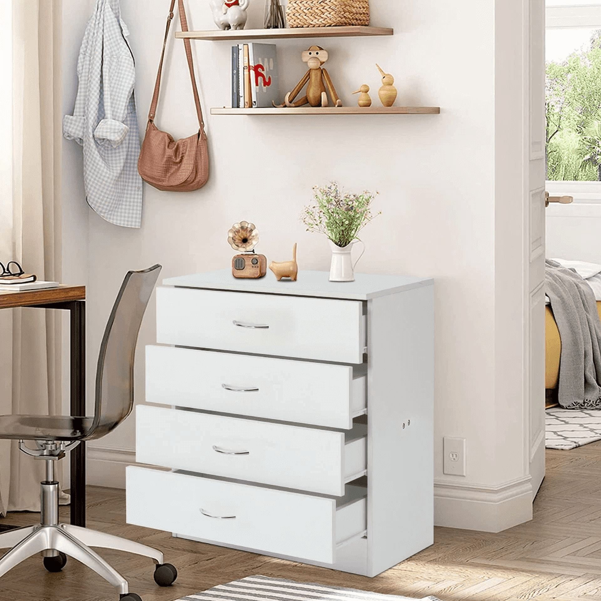 ETHFRF Modern white wooden 4-drawer storage cabinet, living room ... - Living Room Storage With Drawers