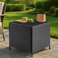 thumbnail image 1 of ETHFRFOutdoor Side Table with Storage, 27-Gallon Patio Deck Box Outdoor Wicker Side Table for Poolside Balcony Storage Table (Black, Square)，Black, 1 of 14