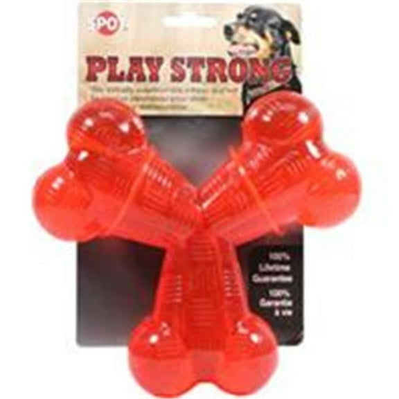 ETHICAL DOG- Play Strong Rubber Trident Dog Toy  Silver