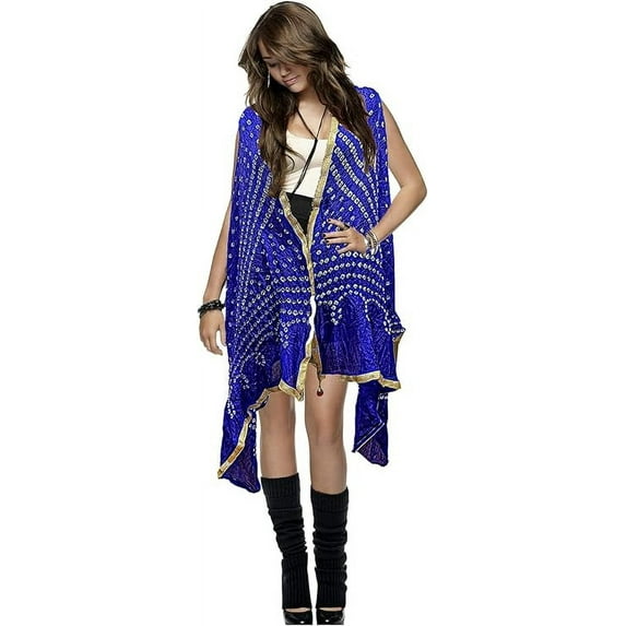 ETHINIC Craft Hub Women's Cotton Bandhani Dupatta, Jaipuri Rajasthani Dotted Embroidered Dupatta, Blue, 1-Piece