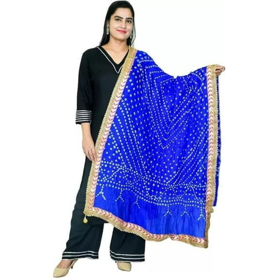 ETHINIC Craft Hub Women's Tafeta Silk, Bandhani, Bandhej, Jaipuri, Rajasthani Dupatta