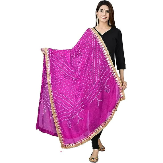 ETHINIC Craft Hub Women's Tafeta Silk Dupatta Bandhani Bandhej Jaipuri Rajasthani