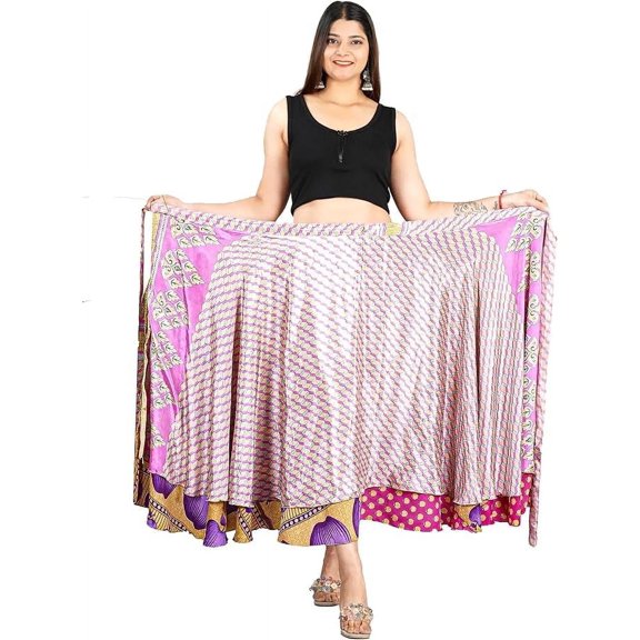 ETHINUMATIC®️ Wrap Silk Patchwork Skirt, Women's Silk Assorted Patchwork New Look Skirt