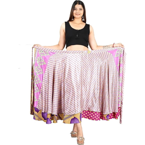 ETHINUMATIC®️ Wrap Silk Patchwork Skirt, Women's Silk Assorted Patchwork New Look Skirt