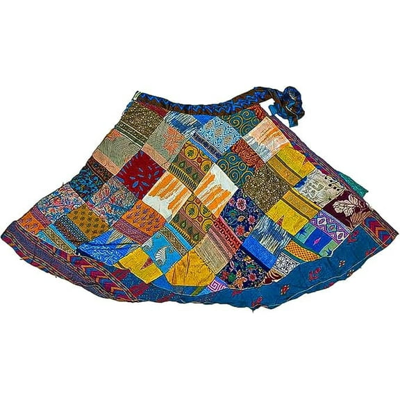 ETHINUMATIC®️ Wrap Silk Patchwork Skirt, Women's Silk Assorted Patchwork New Look Skirt