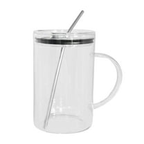 ETHKIA 33.81oz Glass Water Cup, Large Glass with Lid & Straw, Drinking Cup for Home Office Use, Drinkware Gift Ideas, Kitchen Accessories Clear