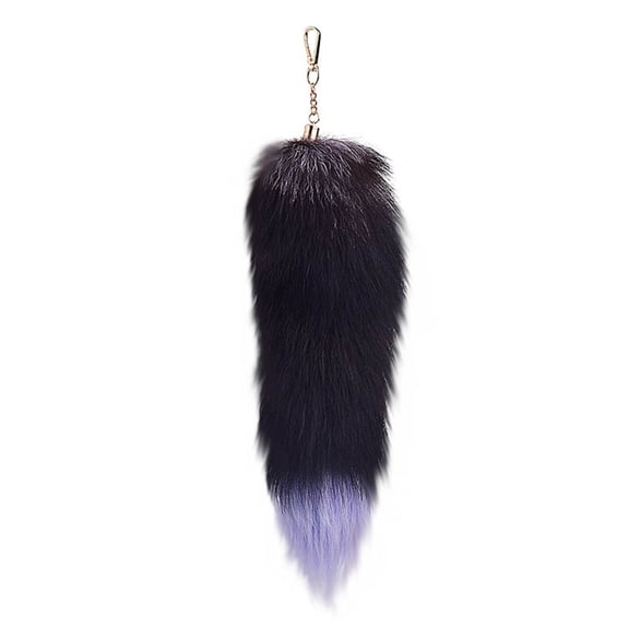 ETHKIA 3D Cute Animal Tail Keychain, Pendant Fashionable Hairy Pompoms Key Ring Holder for Women, Handbag Backpack Accessories, 40cm Long A