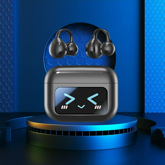 ETHKIA AI Intelligent Translation Headset, Wireless Ear Hook Design with Digital Display Screen for Real Language Black