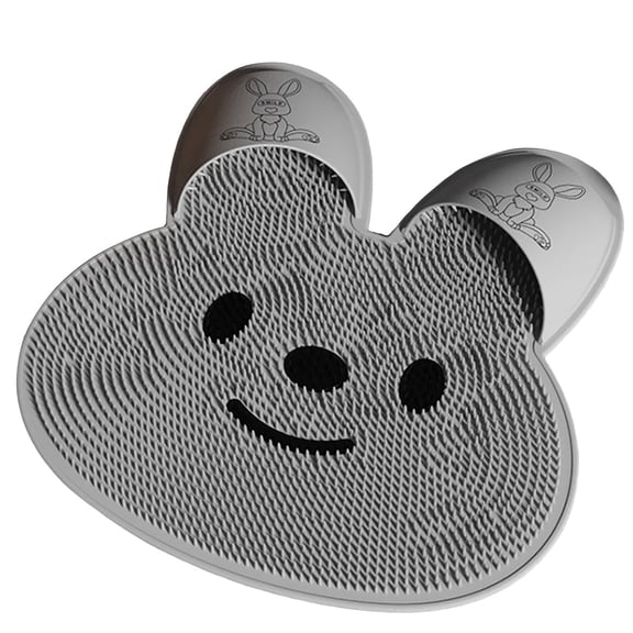 ETHKIA Bunny Shape Foot Scrubber Mat Silicone Bristles Dead Skin Removal Non Suction Cup,Bathroom Feet Massager Mat Grey