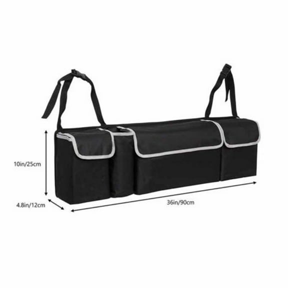 ETHKIA Car Back Seat Hanging Organizer, Car Trunk Organizer with 4 Large Pockets, Storage Bag for Jeep, SUV, MPV Black