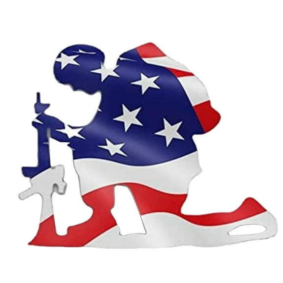 ETHKIA Kneeling Soldier Silhouette Garden Statue - Patriotic Metal Art Decor for Independence Day, Outdoor Lawn and Home Decoration, Durable and Weather-Resistant Design A