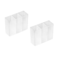 ETHKIA Mini Wall-Mounted Storage Organizer Box, 3 Compartment Transparent Cosmetic Storage Box for Storing Makeup Brushes, Lipstick (2 Pcs) White