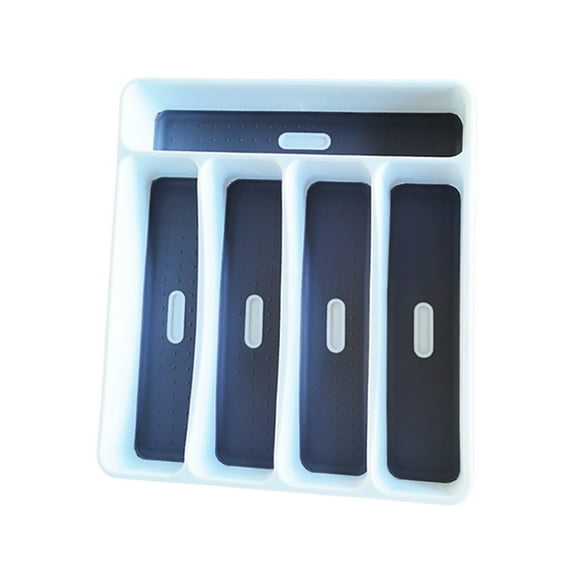 ETHKIA Silverware Organizer - 5 Compartment, , Kitchen Drawer Tray, Utensil Holder, Durable, Fits Standard Drawers Dark Blue