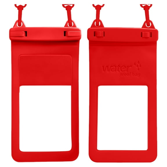 ETHKIA Universal Waterproof Phone Pouch Dry Bag Case for Swimming Up to 7" Phones, Clear Touchscreen Phone Cover with Lanyard for Beach, Snorkeling, Kayaking & Water Parks (1 PC) Red