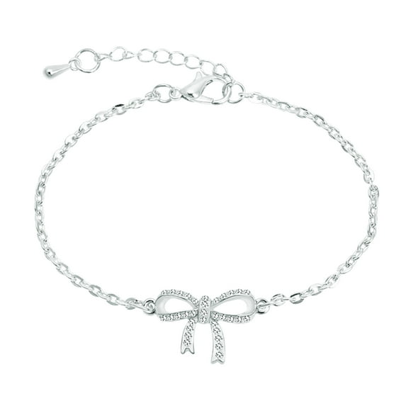 ETHKIA Women's Fashion Adjustable Bow Bangle Bracelet Elegant Jewelry for Birthday Christmas Thanksgiving Day White