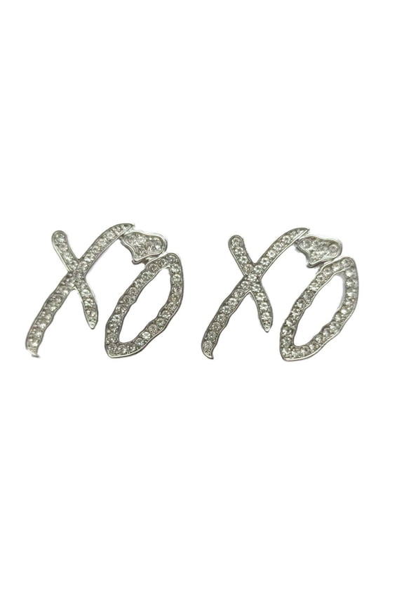 XO Letter Earrings for Men & Women - Hop Cubic Zirconia Dangling Earrings, Trendy Rap Rock Party Jewelry - Fashion Couple Earrings with Iced Out Stones White