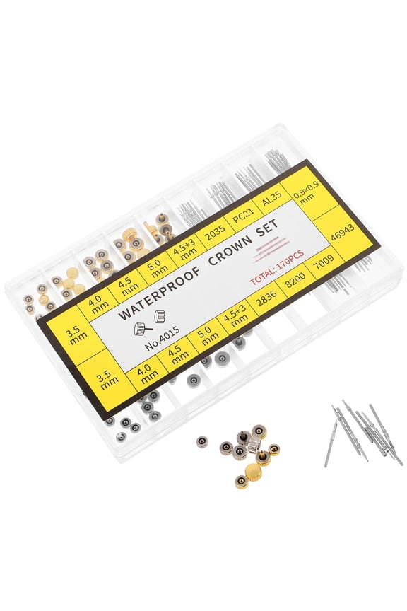 Copper Watch Crowns Assorted Color for Repairing with Portable Storage Box