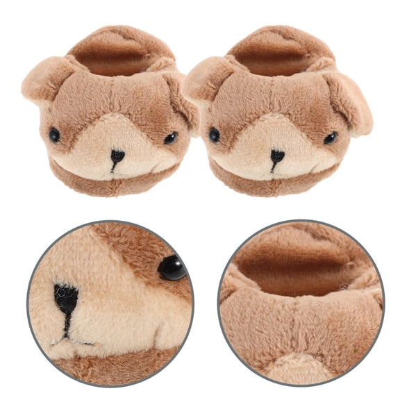 ETHZZLE 1 Pair Doll Winter Accessories Plush Light Brown Cozy Shoes for Fashion Dolls