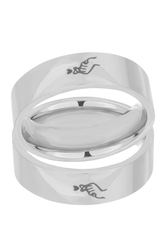 1 Pair Couples Jewelry Matching Promise Rings Stainless Steel for Office Cocktail