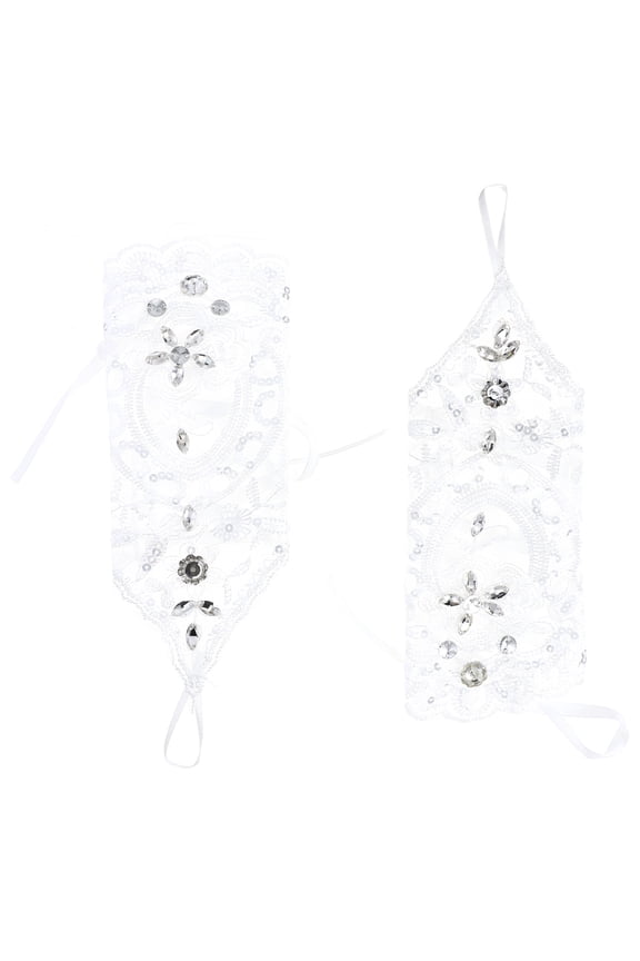 1 Pair Formal Fingerless Gloves Embroidered Fingerless Gloves Women Multi Polyester