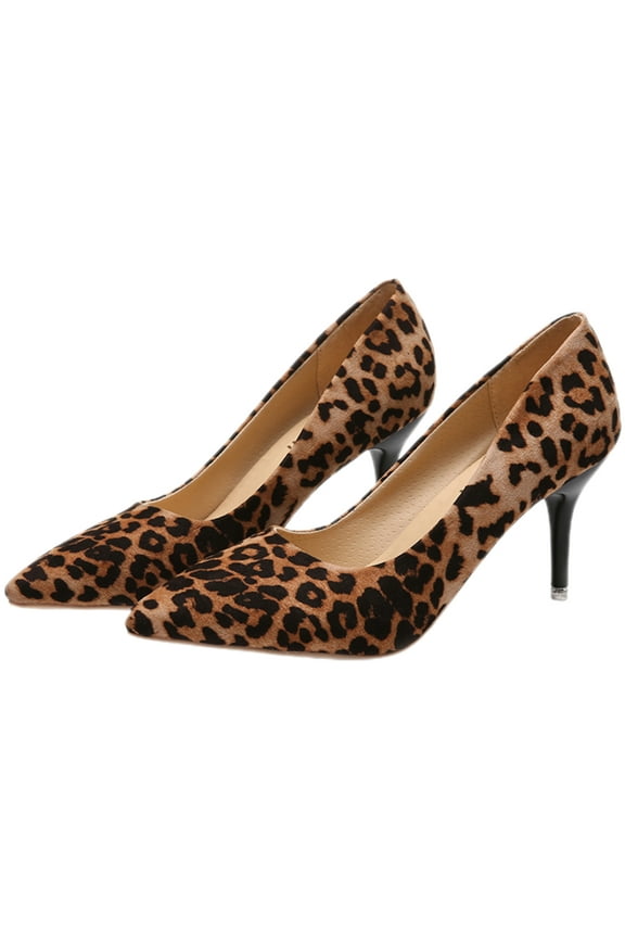 Women's Leopard Print Pointed Toe Pumps, 1 Pair, Stylish Artificial PU Material Heels for Fashion and Comfort
