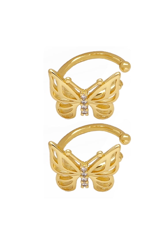 1 Pair of Ear Cuffs No Piercing Golden Plated Ear for Women Birthday