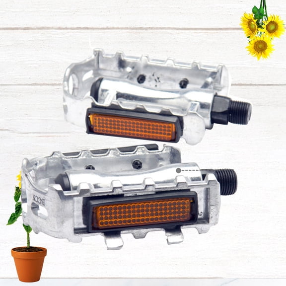 ETHZZLE 1Pair Aluminum Alloy Silver Pedal for Road and Mountain Bike