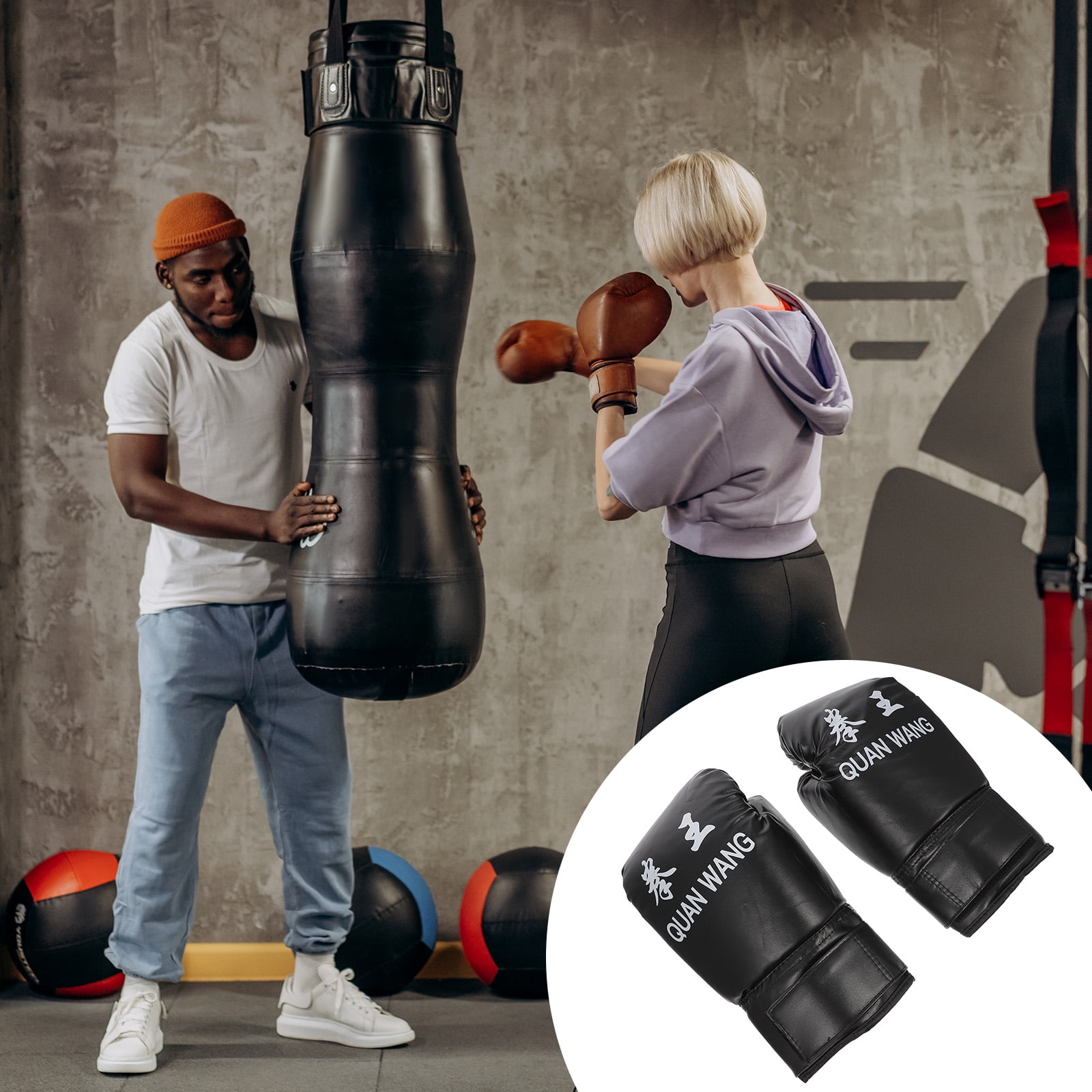 ETHZZLE 1 Pair of Professional Kickboxing Gloves Training Sparring Gloves Portable Boxing Gloves