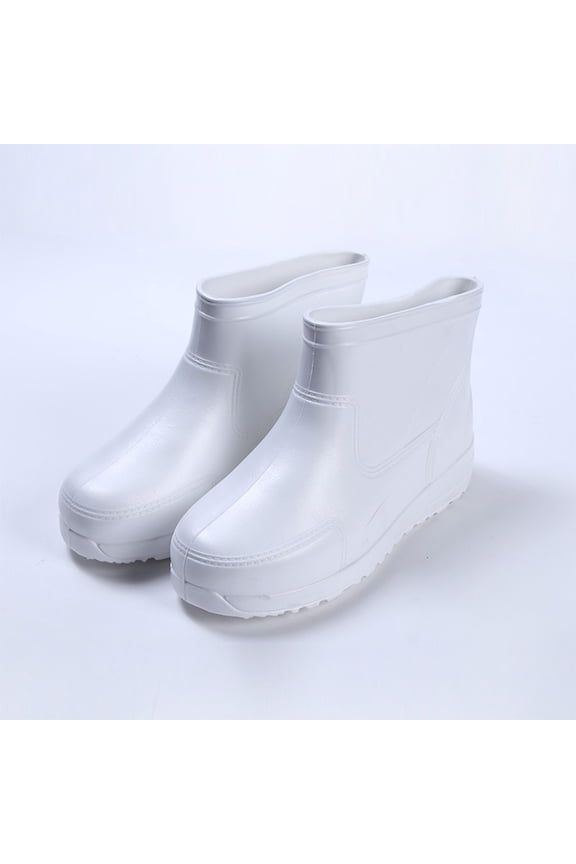 1Pair Low Canister Rain Shoes White Acid Resistant with Concave Convex Non Slip Sole