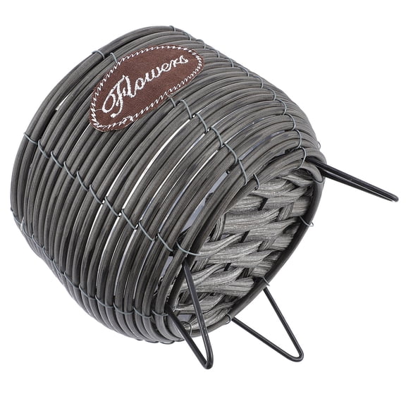 ETHZZLE 1Pc Practical Grey Metal Flower Holder with Stylish Design and Soil Ventilation for Indoor Use