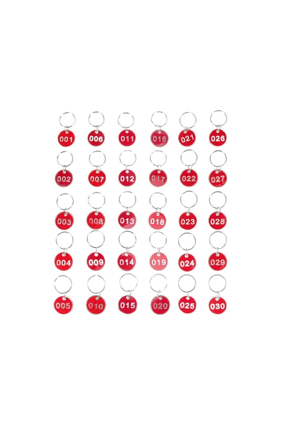1 Set Aluminium Red Metal Numbered Key Tags for Travel Identification
