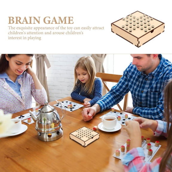 ETHZZLE 1Set Portable Checkers Board Game Wooden with Glass Pieces for Home Use