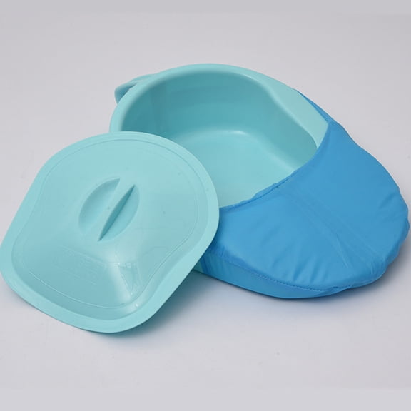 ETHZZLE 1Set Reliable Plastic Bedpan with Handle Contoured for Comfort Sky Blue