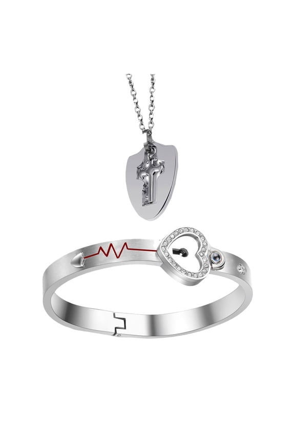 Titanium Lock Bracelet Set for Couples, Day Gift for