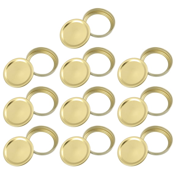 ETHZZLE 10-Pack Leak Proof Golden Canning Jar Lids Caps for Family Food Storage and Preservation