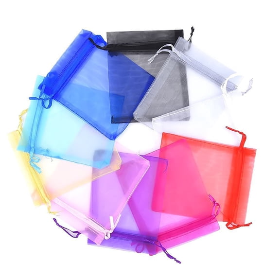 ETHZZLE 100 Pieces Jewelry Organza Bags Random Color Present Wrapping Bag Women