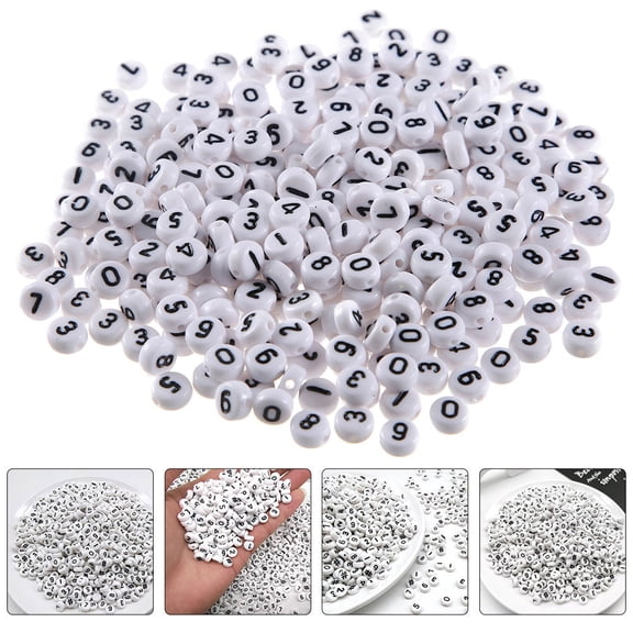 ETHZZLE DIY Acrylic Number Beads White for Handmade Crafts and Jewelry 100Pcs