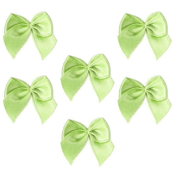 ETHZZLE 100Pcs Green Ribbon Bows Flowers for Decorating Small Handmade Fresh Pattern Crafts