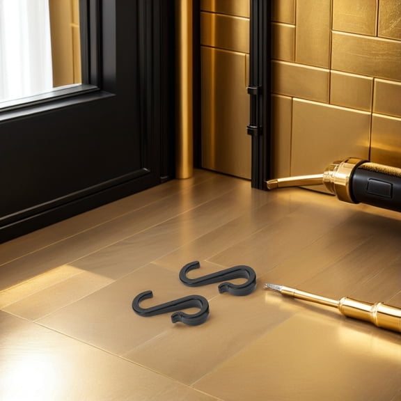 ETHZZLE 100Pcs Flat S Hook Plastic Clips for Wire Shelf Curtain Track and Hanging Storage Black