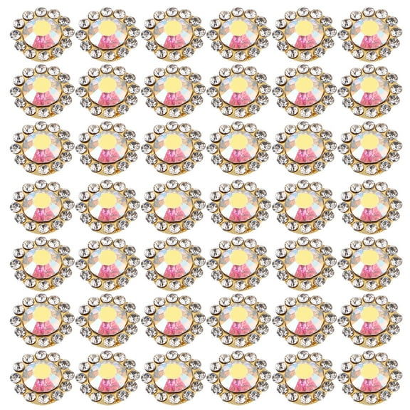 ETHZZLE Sunflower Rhinestone Embellishments Golden Metal Craft Decor 100Pcs